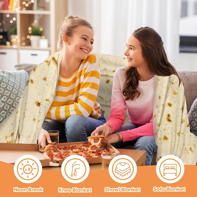 Bcareself Tortilla Blanket 2.0 Double Sided Adult Size Giant Double Sided for Kids Funny Realistic Food Personalized Throw Blanket Novelty Gift Taco Blanket Soft Flannel 60 inches Beige