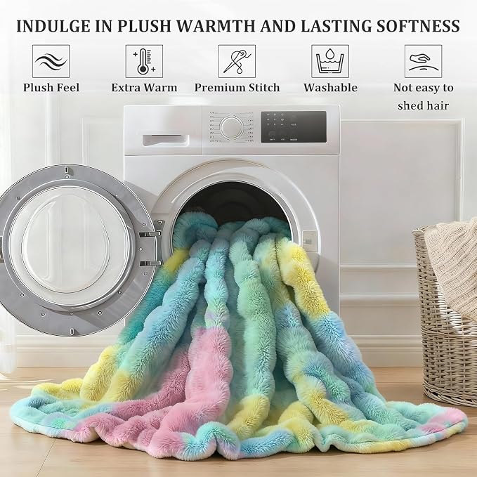 Faux Fur Throw Blanket for Couch, 1000 GSM Cozy Fuzzy Fluffy Soft Plush Thick Bubble Sherpa Blanket for Sofa Bedroom Living Room, Mothers Day Birthday Gifts for Women Home Decor