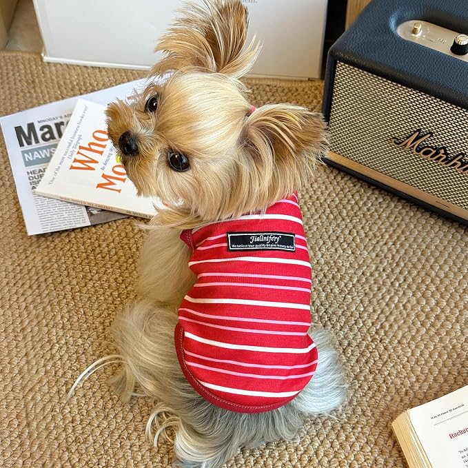 Soft Striped Dog Shirt, Cozy Warm pet Vest for Small Medium Dogs, Classic Puppy cat Clothes for Indoor Outdoor Outfits