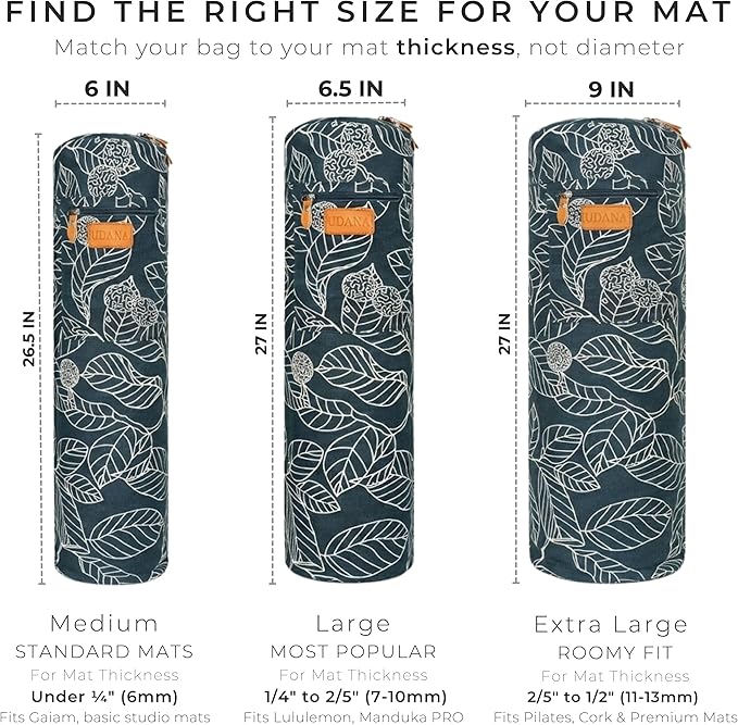 UDANA Canvas Yoga Mat Bag for Women & Men, Full-Zip Carrier with 3 Pockets & Adjustable Strap, Stylish Gym & Pilates Bag – Available in Multiple Sizes