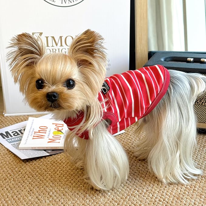 Soft Striped Dog Shirt, Cozy Warm pet Vest for Small Medium Dogs, Classic Puppy cat Clothes for Indoor Outdoor Outfits