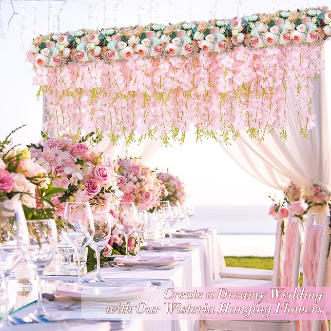 36 Pack Hanging Flowers - 3.6' Light Pink Artificial Vines for Decoration