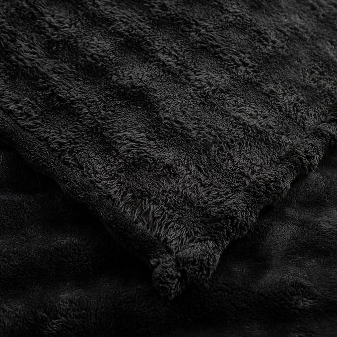 YUSOKI 3D Fleece Bubble Twin Size Blanket,Black, 60"x80" | Ultra Soft, Non-Shedding, Lightweight for All Season Use, stays fluffy after repeated washes, Perfect Gifts, Machine Washable