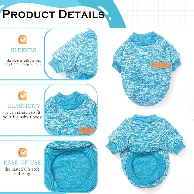 2 Pieces Dog Sweaters for Small Dogs Winter Fleece Puppy Sweaters Warm Outfit Pet Small Dog Sweater for Boy Girl Dogs Yorkie, Chihuahua, Bulldog, Dachshund, Pug, X-Large