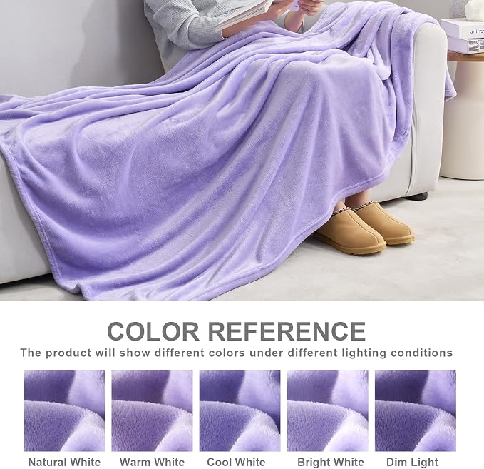 Hansleep Full Light Purple Fleece Blanket, Soft Flannel Bed Blanket | Fuzzy Cozy Blanket 84x90 Inches, Multi-use for Bed, Sofa, Couch, Travel, Camping, All Season Warm Lightweight Cover