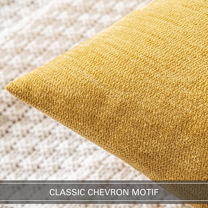 MIULEE Pack of 2 Mustard Yellow Decorative Pillow Covers 20x20 Inch | Soft Chenille Couch Throw Pillows Farmhouse Cushion Covers for Home Decor Sofa Bedroom Living Room