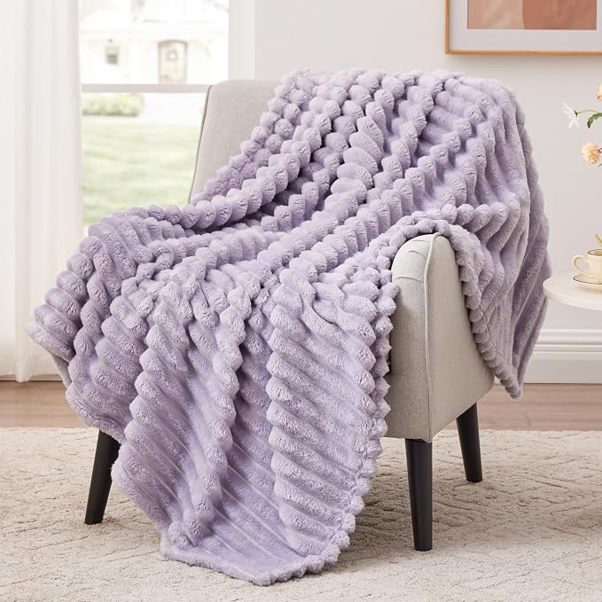 EXQ Home Gentle Soft Fleece Blanket Full Size– Cozy Lightweight Blanket for Couch Bed – All-Season Warm Fuzzy Flannel Blanket for Women Mom Her – Gifts for Birthday(84"x90",Light Purple)