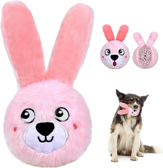 Fida Squeaky Dog Toys for Aggressive Chewers, 3 in 1, Tough Dog Ball