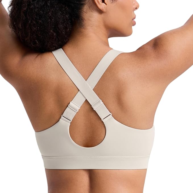 CRZ YOGA Butterbreeze Criss Cross Back Sports Bras for Women - V Neck Adjustable Straps Padded Workout Training Crop Top