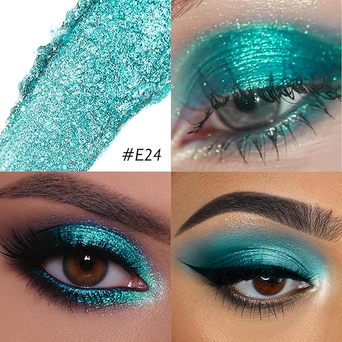 Glitter Eyeshadow Stick - Gray Green Shimmer Cream Eye Shadow Pencil Buildable Sparkling Face Highlighter Makeup, Long Lasting Lightweight Waterproof & Smudge Proof for Easy Application