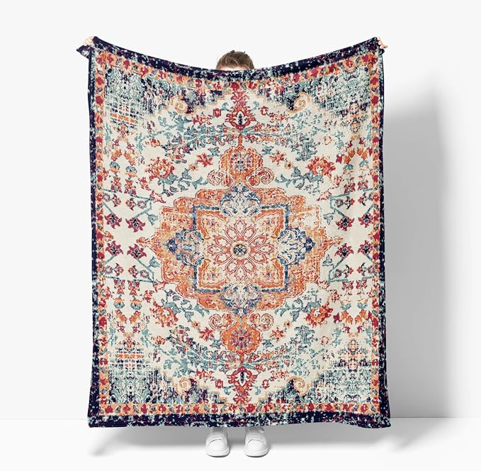 Horaldaily Boho Bohemia Vintage Rustic Flannel Throw Blanket 50x60 | All Season Using Ultra Soft Fuzzy Plush Cozy Non-shedding Blanket for Couch Sofa Bed Camping, Ideal Gift for Kids Adults