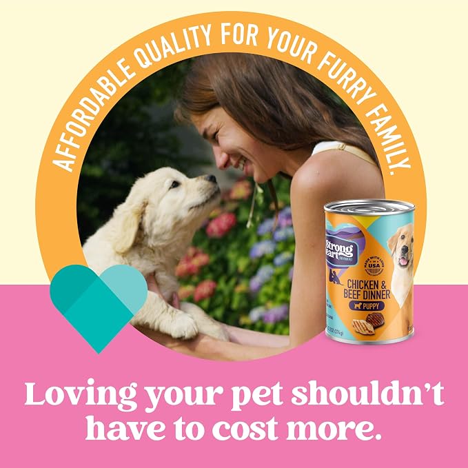 A Strong Heart Puppy Dog Food, Chicken & Beef, 13.2oz, 12-Pack | Complete & balanced puppy formula, AAFCO growth & reproduction, Made in USA