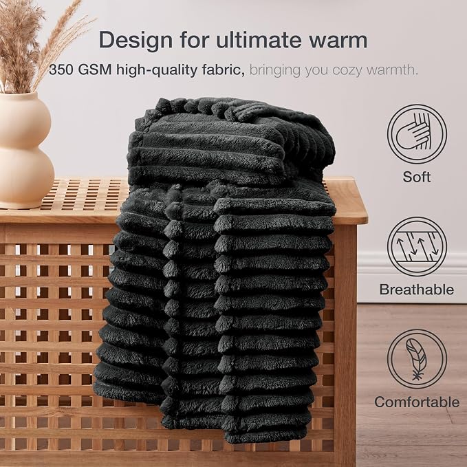 EXQ Home Gentle Soft Fleece Black Blanket Full Size– Cozy Lightweight Blanket for Couch Bed – All-Season Warm Fuzzy Flannel Blanket for Women Mom Her – Gifts for Birthday(84"x90",Black)