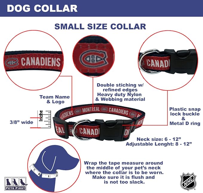 Pets First NHL Collar for Dogs & Cats. Adjustable, Cute, & Stylish! The Ultimate Hockey Fan Collar!