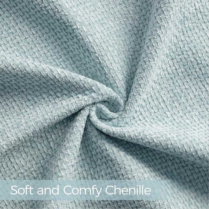a moment Baby Blue Chenille Throw Pillow Covers 16x16 Inch Pack of 2 Modern Decorative Throw Pillow Covers Farmhouse Cross Covers Home Decor for Sofa Bedroom Living Room