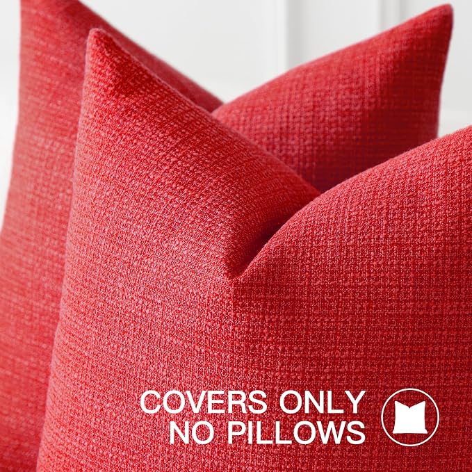 OTOSTAR Linen Throw Pillow Cover Set of 1 Decorative Lumbar Pillowcases Cushion Covers 16x24 Inch for Home Decor Sofa Bedroom Car 40 x 60CM Red