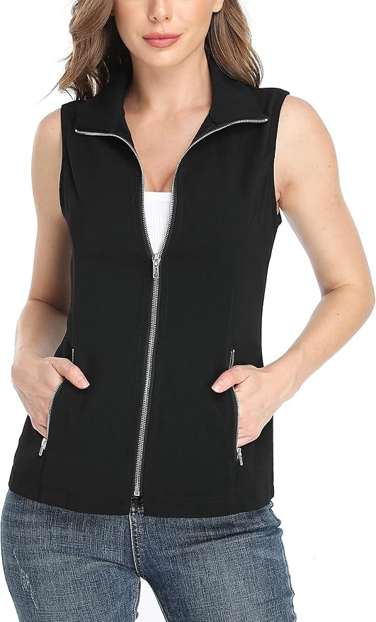 MISS MOLY Women's Lightweight Vest Casual Zip Up Utility Vest Hiking Golf Sleeveless Jackets with Pockets