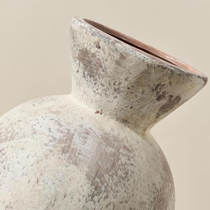 7" Ceramic Vase for Home Decor, Decorative Terracotta Farmhouse Rustic Vases for Living Room Kitchen Bedroom Bathroom Entryway Mantel Table, Pottery Vases for Pampas Grass Dried Fresh Flowers