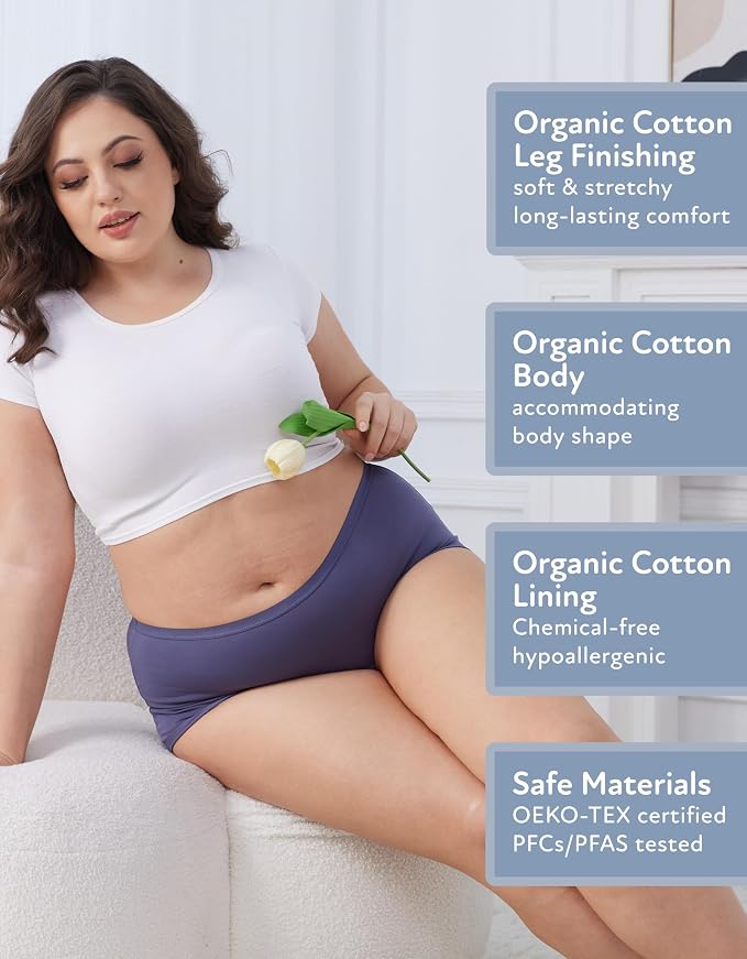 Goat Union Organic Cotton Boyleg Period Underwear for Women & Teens - Moderate Absorbency Period Panty