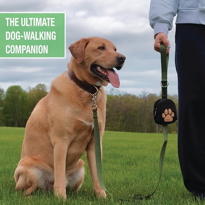 Dog Poop Bag Holder for Leash Dog Treat Pouch, Cute Premium Double Sided Bag Dispenser with Clip Attachment, Outdoor Training and Hiking, Hands Free for Dog Walking, THEO'S GOODS & CO.