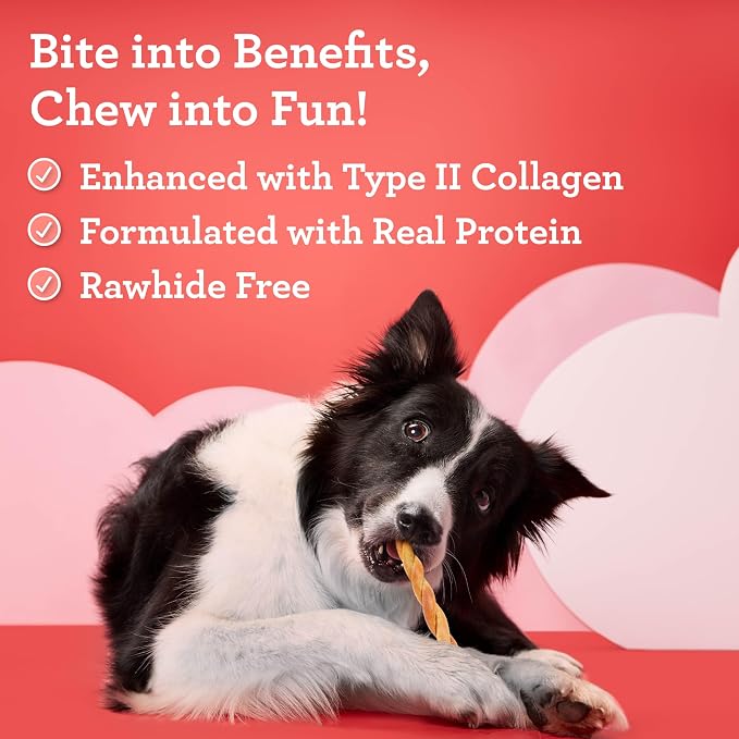 DreamBone CollaYUMS Twists Plus Collagen Rawhide-Free Dog Treats, 20 Count | Supports Hip and Joint Health, Daily Chew, Digests Safely and Completely, With Real Chicken & Peanut Butter, For Adult Dogs