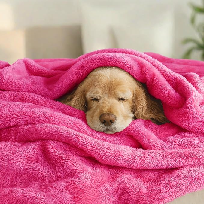 Exclusivo Mezcla Fuzzy Plush Fleece Bed Blanket King Size, Hot Pink | 104x90 Inches, Super Soft and Cozy Bed Blanket, Fluffy Decorative Bedding for Livingroom, Bedroom, All Season