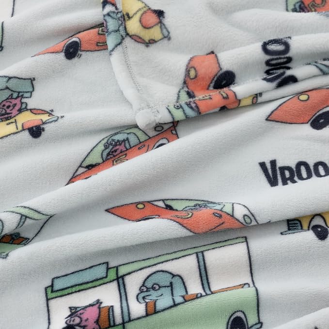 Berkshire Mo Willems® VelvetLoft® Throw Blanket - Super Soft Plush Elephant & Piggie Character Design - Cozy Home Decor, Elephant_Piggie Vroom Vroom, 50 in x 70 in(Official Mo Willems® Product)
