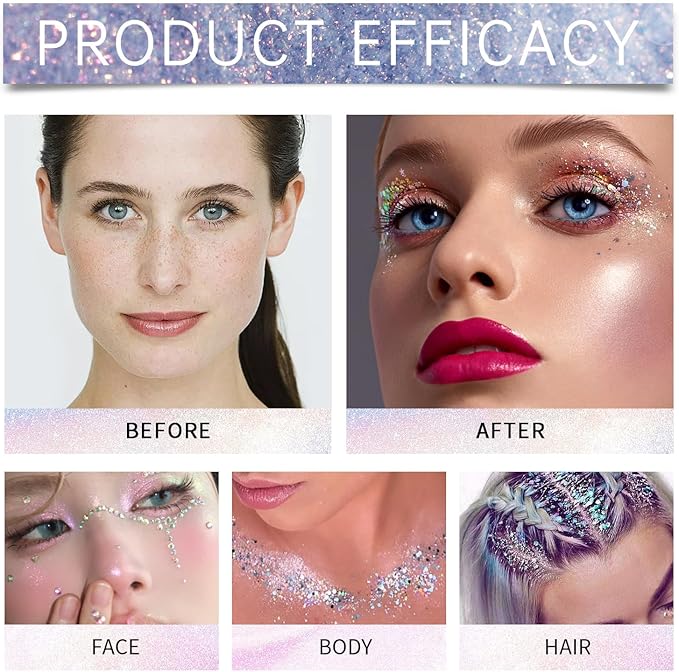 Face and Body Glitter Stick, Holographic Neon Accessories Outfit Singer Concert Sparkling Festival Rave Glitter Gel Makeup.(Orange& Black &Purple)