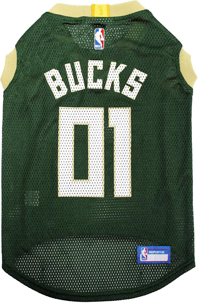 Pets First NBA MILWAUKEE BUCKS DOG Jersey, Small - Tank Top Basketball Pet Jersey
