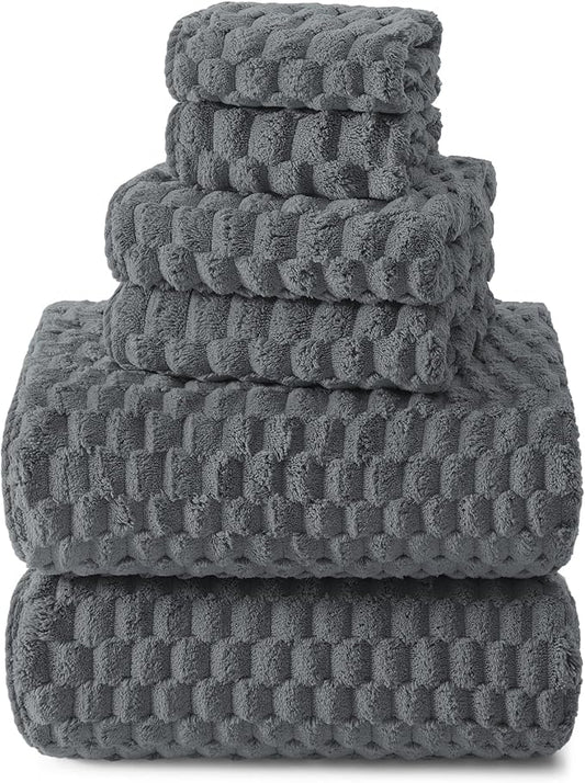 REDKISS Gray Bath Towel Sets XL - 35"x70" Extra Large Bathroom Towels of 6, Super Soft Oversized Bath Sheets for Adults, Microfiber Baths Towels Set, Luxury Shower Towel for Bathroom Hotel