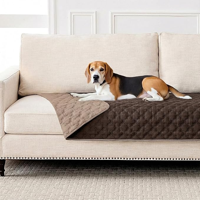 FunFurry Waterproof Dog Blanket, Couch Cover for Dogs Washable, Reversible Dog Bed Cover, Couch Furniture Protector. (Dark＆Light Brown, 30 X 70 Inch - 1 Pack)