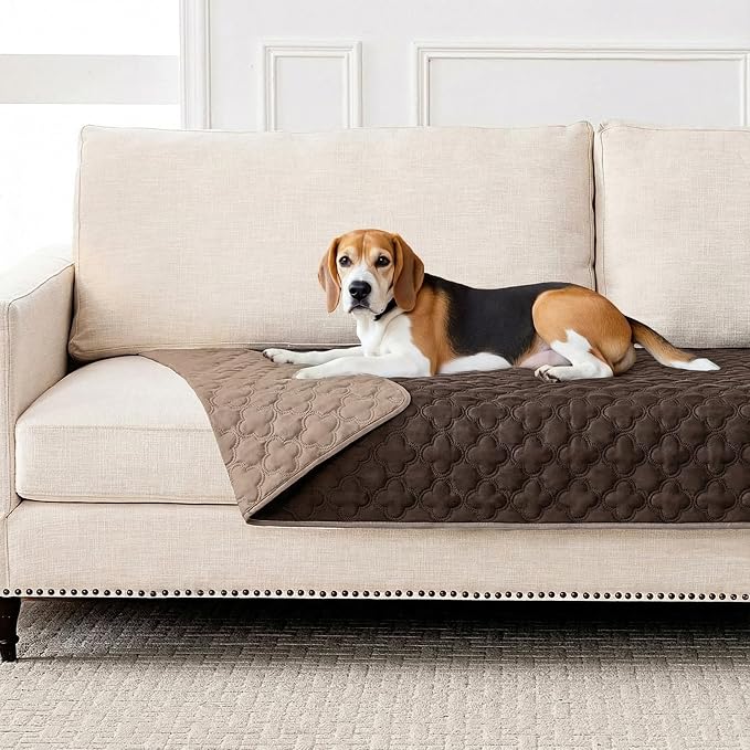 FunFurry Waterproof Dog Blanket, Couch Cover for Dogs Washable, Reversible Dog Bed Cover, Couch Furniture Protector. (Dark＆Light Brown, 40 X 50 Inch - 1 Pack)