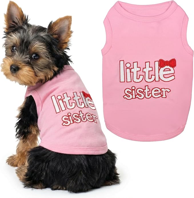 Parisian Pet Dog Shirt - 100% Cotton Shirts for Small Dogs - Pink Sleeveless Girl Pet Clothes - Lightweight and Breathable Puppy Clothes - Stretchy Dog Apparel for Little Sister Dogs