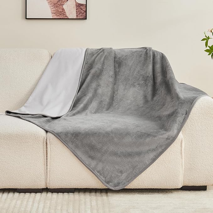 Waterproof Blanket Bed Cover 40"x60" for Adults or Pets, Grey | Soft Pet Blanket for Dogs Cats, Reversible Leakproof Blanket for Bed Couch Sofa, Furniture Protector