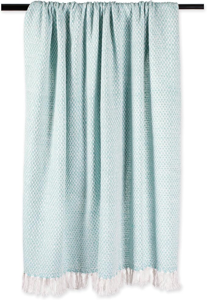 DII Woven Throw Collection 100% Cotton, Basketweave, 50x60, Aqua