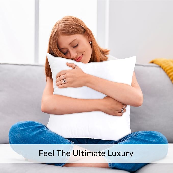 ROYALE LINENS 17 X 17 Pillow Insert - Down Alternative Throw Pillows Insert - Square Pillow Pack of 1 White - Bed & Couch Pillows - Inner Cushion for Bed, Cushion for Living Room - Shams Stuffer
