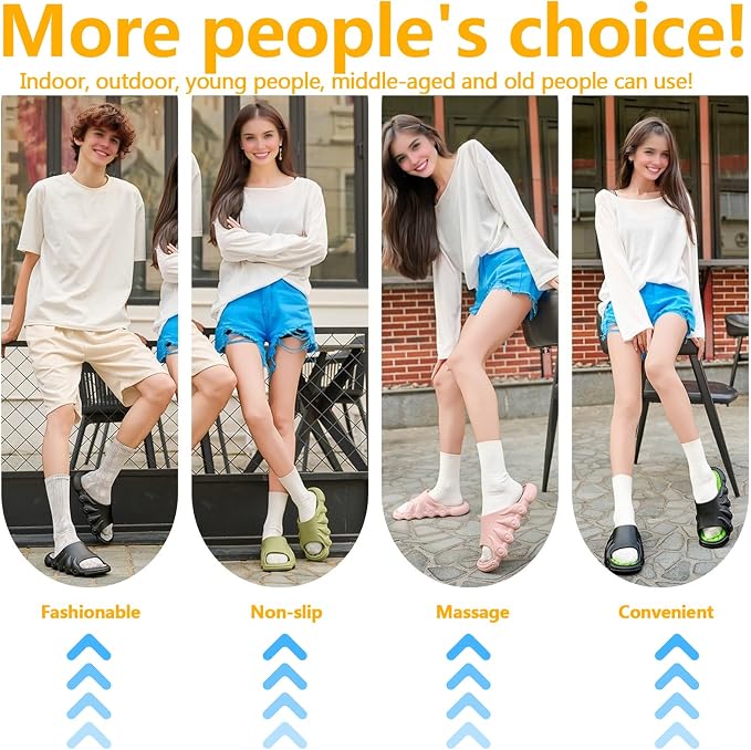 Plantar Fasciitis Relief Foot Massager for Plantar Fasciitis Shoes Women Acupressure Massage Slippers Reflexology Sandals Relaxation Gifts for Mom Dad Parents (Green,women5-5.5/men 4-4.5)