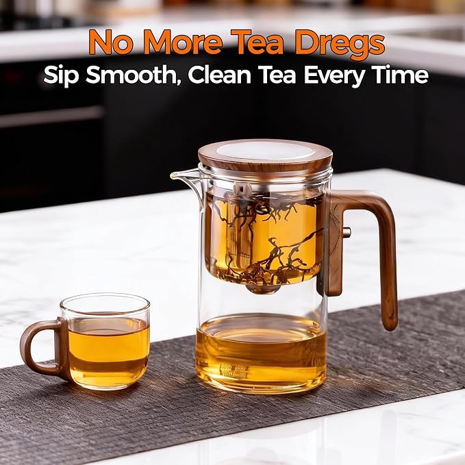 Enchanted Tea Pot, Magic Tea Pot for Loose Leaf Tea Steeper, Heat Resistant Borosilicate Glass Teapot with Tea Infuser, Ideal Gift for Tea Lovers - 20 oz (600 ml)