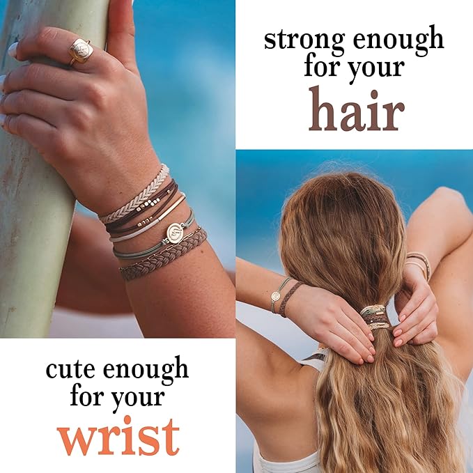 K'lani Hair Tie Bracelets for Women - Elastic Hair Bands That Double as Stylish Jewelry - Climb - Large
