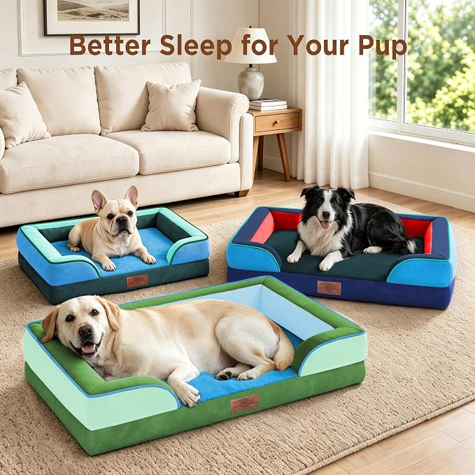 Comfort Expression Orthopedic Dog Beds for Large Sized Dog with Bolster | Waterproof Dog Couch Bed with Washable Cover & Non-Slip Bottom, Supportive Egg Crate Foam Large Pet Bed, 36x27 Inch