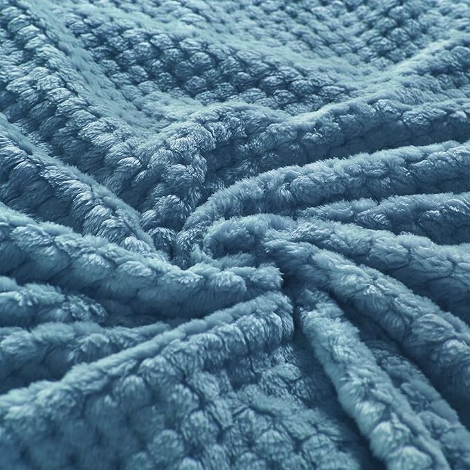 Exclusivo Mezcla Soft Waffle Fleece Bed Blanket King Size, Slate Blue | Lightweight Plush Blanket for Bed, Bedroom, Cozy Flannel with Waffle Texture, Stylish Home Decor, All Season, 104x90 Inches
