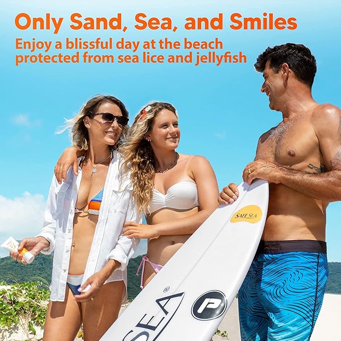 Safe Sea Zinc Oxide Sunscreen SPF30 | Clear Mineral Face And Body Sunscreen Without White Cast | Anti-Jellyfish Sting Protective Lotion | 3.4Oz (100ml) (3 Pack)