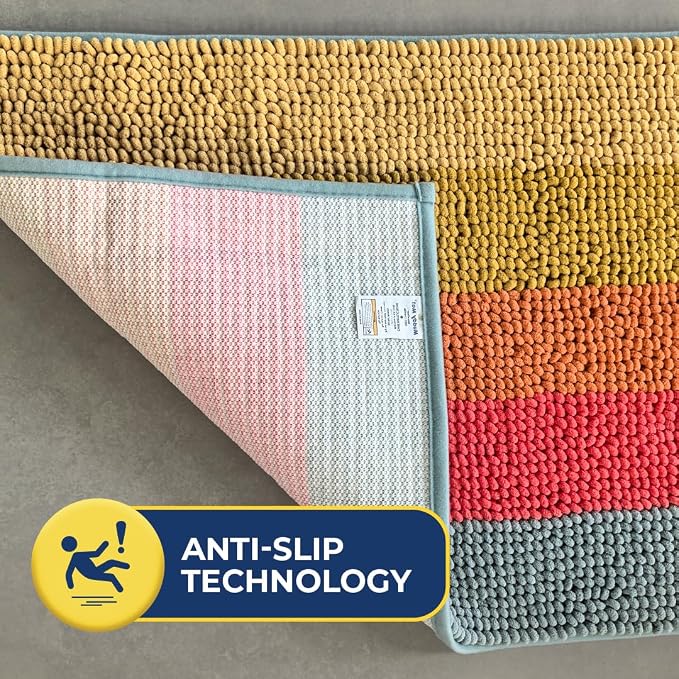 Muddy Mat® Super Absorbent Loop-Thread Chenille Dog Door Mat for Muddy Paws – Non-Slip, Machine Washable Indoor Entry Rug, Quick-Dry Pet Mat for Entryway – Candy Stripes 19"x30"