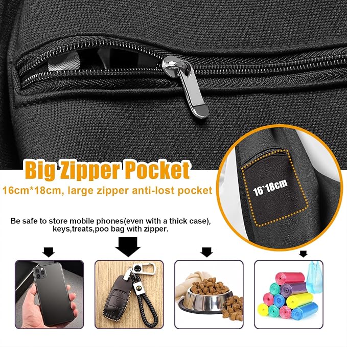 Tomkas Small Dog Cat Sling Carrier Puppy Purse Travel Wrap Soft Crossbody Pet Bag (Black, M - Zip Pocket & Classic Strap)