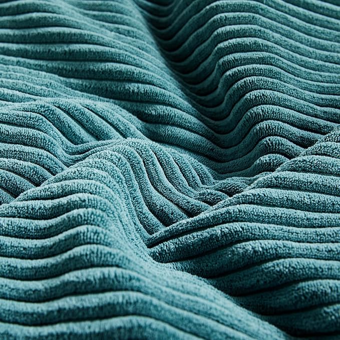 Fancy Homi 2 Packs Teal Big Decorative Throw Pillow Covers 24x24 Inch for Living Room Couch Bed, Rustic Farmhouse Boho Home Decor, Soft Corss Corduroy Patchwork Accent Square Cushion Case 60x60 cm