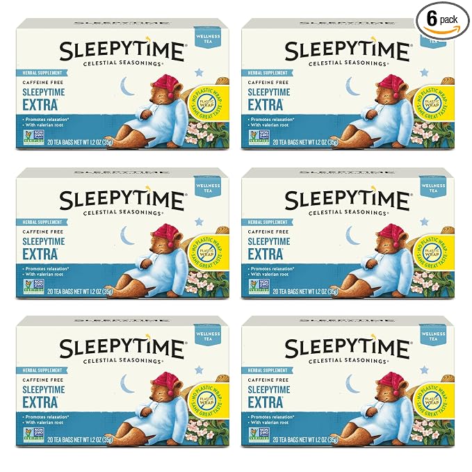 Celestial Seasonings Sleepytime Extra Herbal Tea, Promotes Relaxation, 20 Count (Pack of 6)