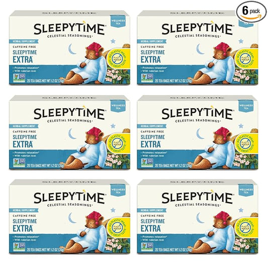 Celestial Seasonings Sleepytime Extra Herbal Tea, Promotes Relaxation, 20 Count (Pack of 6)