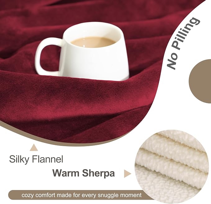 gogobunny Waterproof Bed Blanket, Reversible Sherpa Fleece Throw Blanket for Dog Puppy Cat, Furniture Cover Protects Bed Couch Sofa from Liquid Pee and Pet Fur (Romantic Red, 30x70 inches)
