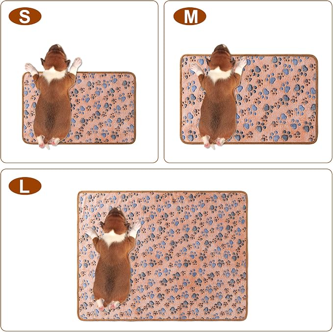 1 Pack 3 Blankets for Dog Puppy Cat (Large 41x31'', Brown, Pink, White) | Super Soft Fluffy Premium Fleece Pet Blanket Flannel Paw Printed Throw