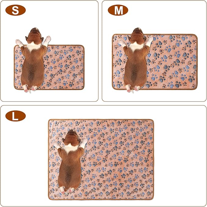 CADONO 1 Pack 3 Blankets for Dog Puppy Cat (Large 41x31'', Blue, Red, Grey) | Super Soft Fluffy Premium Fleece Pet Blanket Flannel Paw Printed Throw